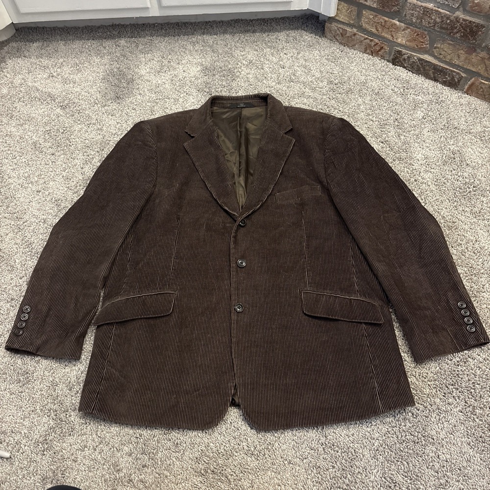 Haggar Suit Jacket Mens 48R Brown Corduroy 3 Button Career Casual Work Blazer